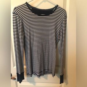 Dark blue and white striped long sleeve shirt